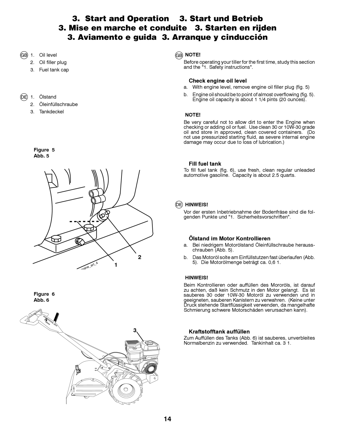 Partner Tech PRT5043 Check engine oil level, Fill fuel tank, Ölstand im Motor Kontrollieren, Kraftstofftank auffüllen 