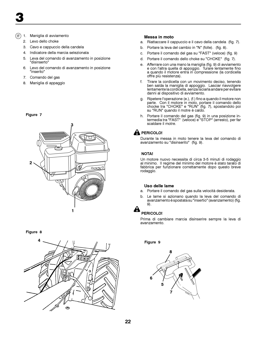 Partner Tech PRT5043 instruction manual Messa in moto, Uso delle lame 