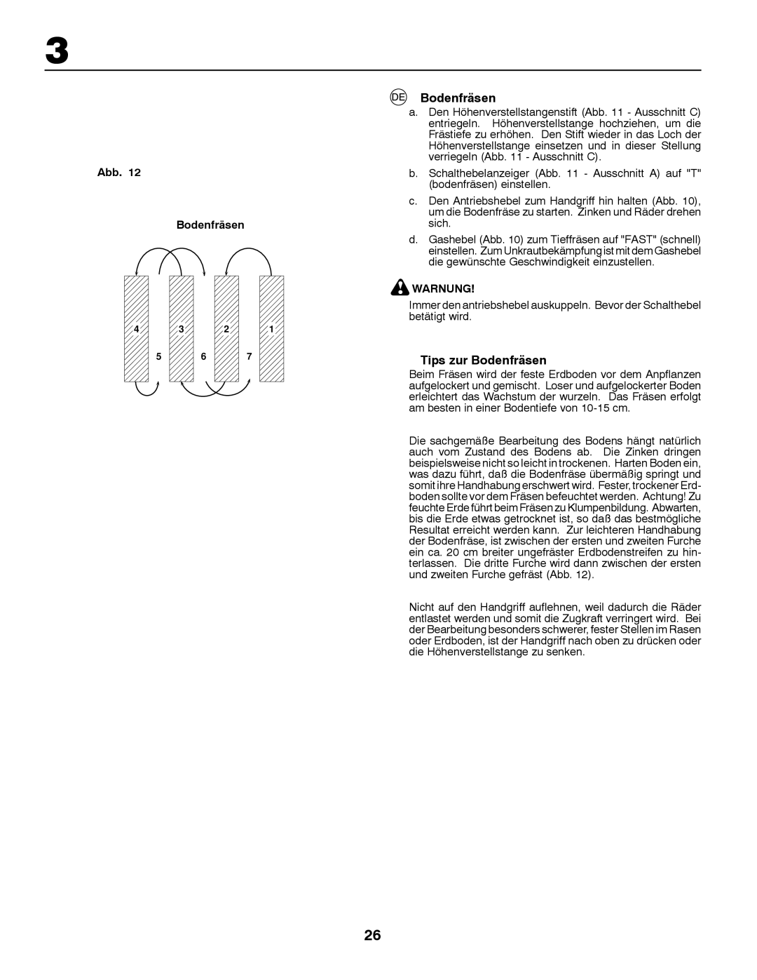 Partner Tech PRT5043 instruction manual Tips zur Bodenfräsen, Abb Bodenfräsen 