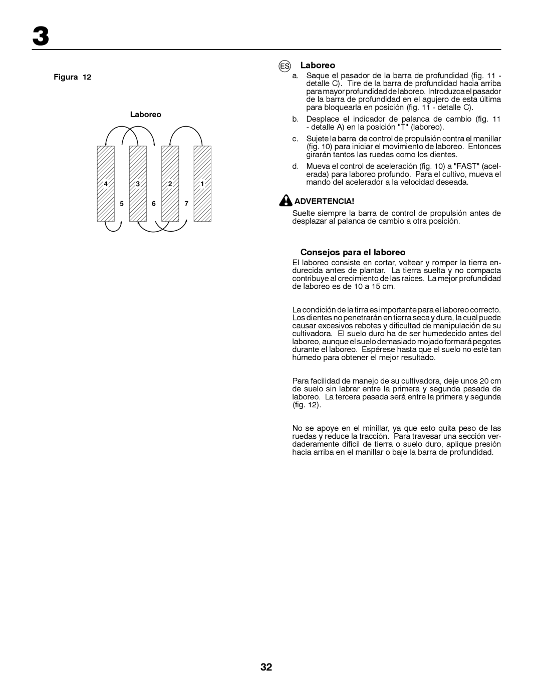 Partner Tech PRT5043 instruction manual Laboreo, Consejos para el laboreo 