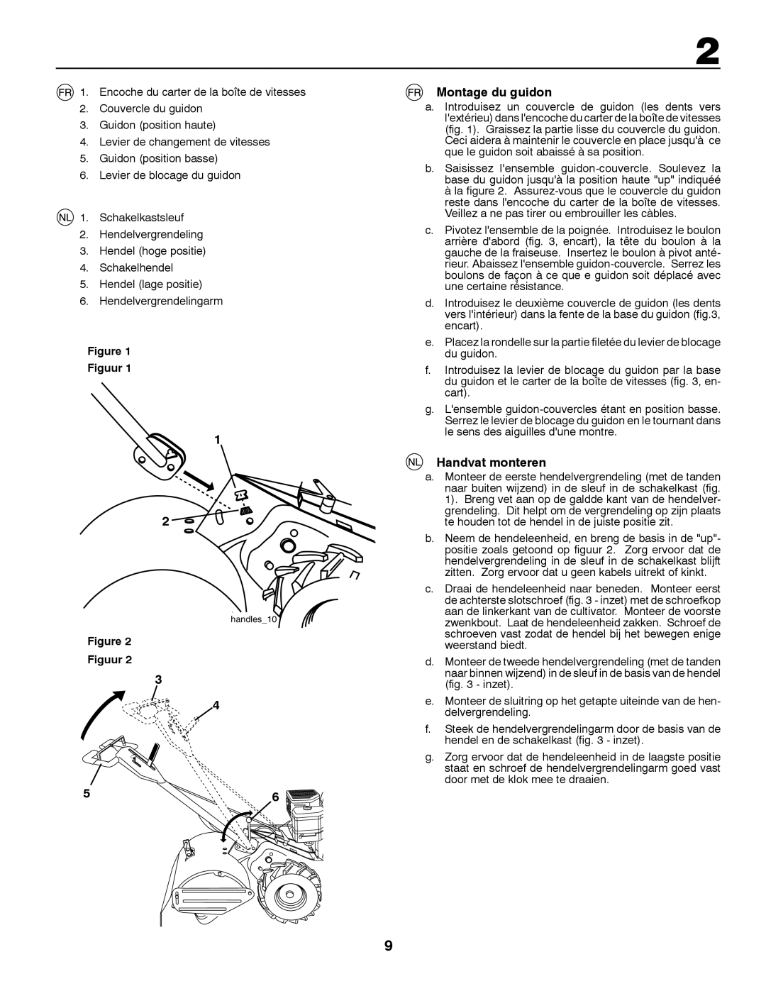 Partner Tech PRT5043 instruction manual Montage du guidon, Handvat monteren, Figuur 