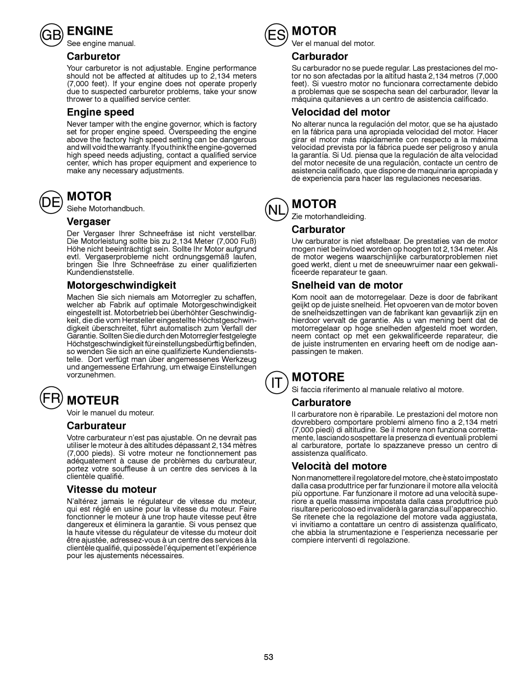 Partner Tech PSB240 Carburetor, Engine speed, Vergaser, Motorgeschwindigkeit, Carburateur, Vitesse du moteur, Carburador 