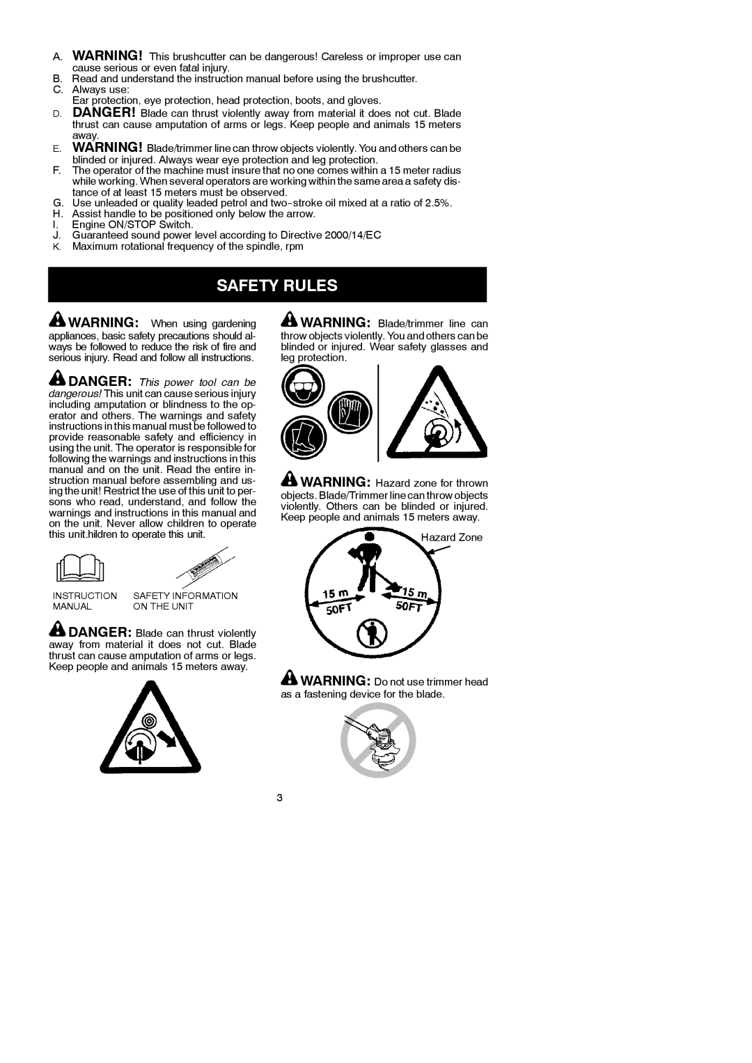 Partner Tech T330+ instruction manual Safety Rules, Hazard Zone 