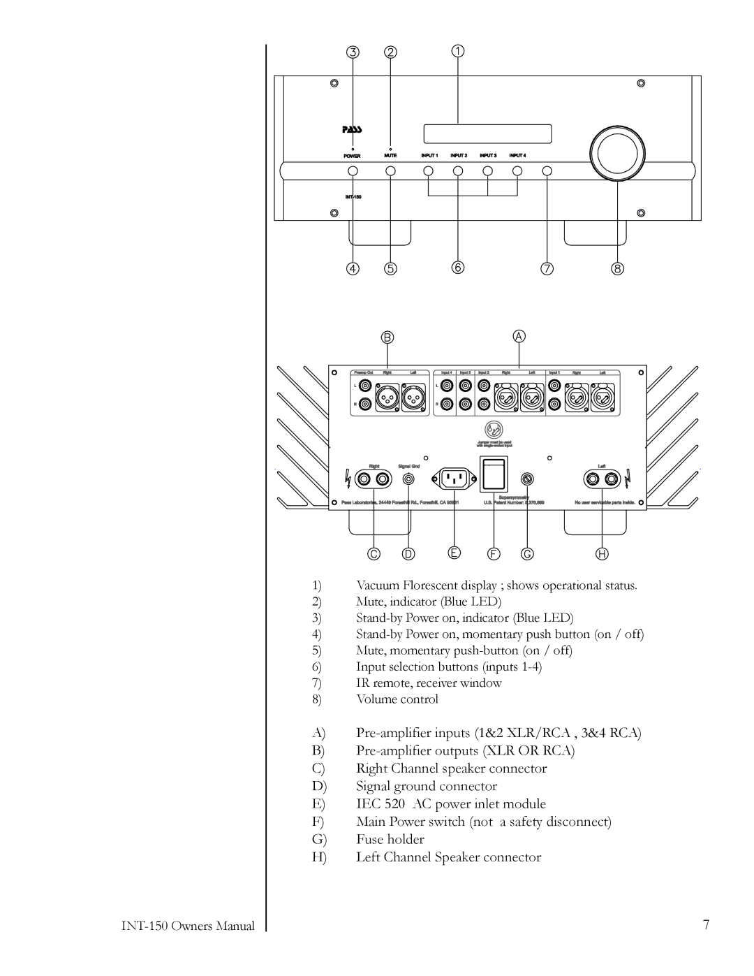 Pass Labs INT-150 owner manual 