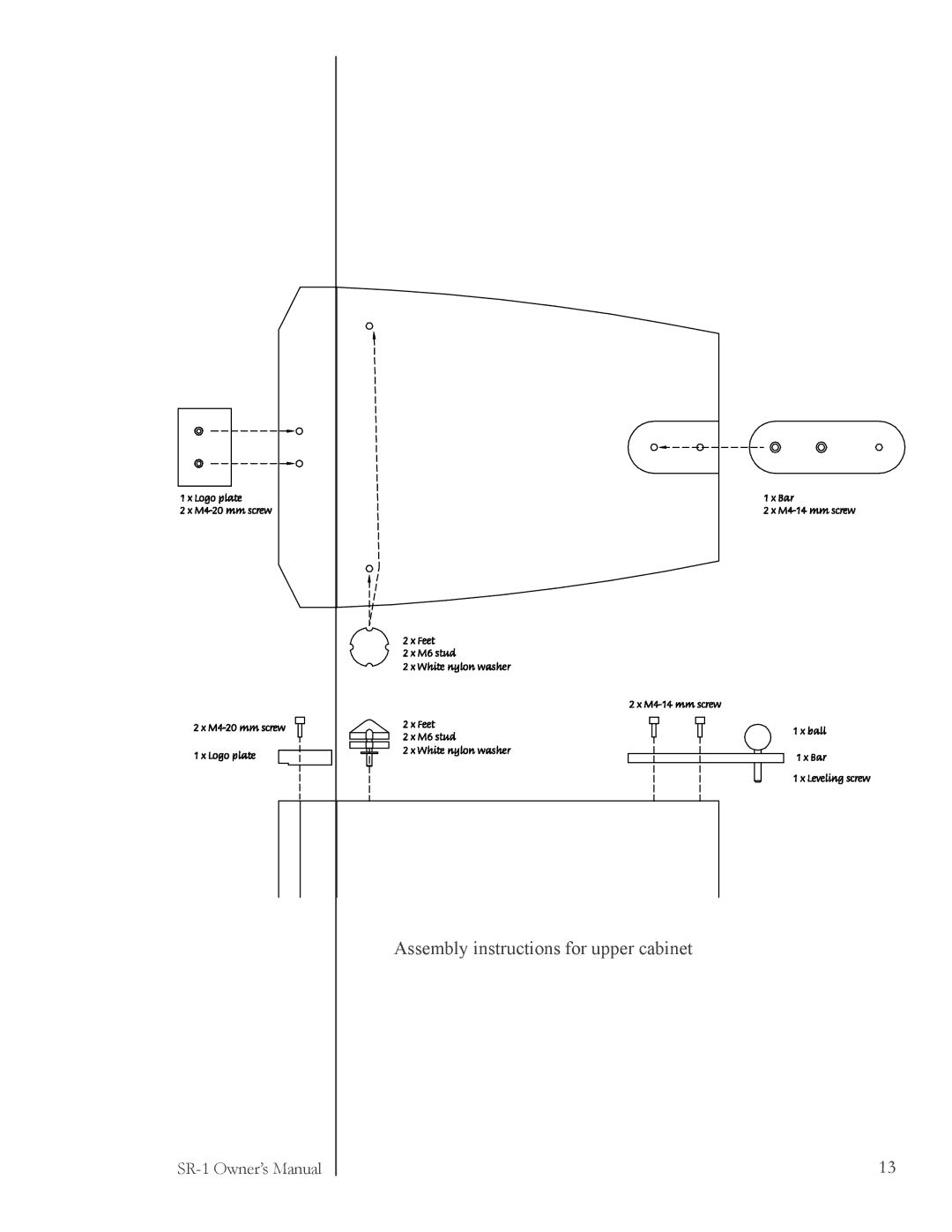 Pass Labs SR-1 owner manual Assembly instructions for upper cabinet 