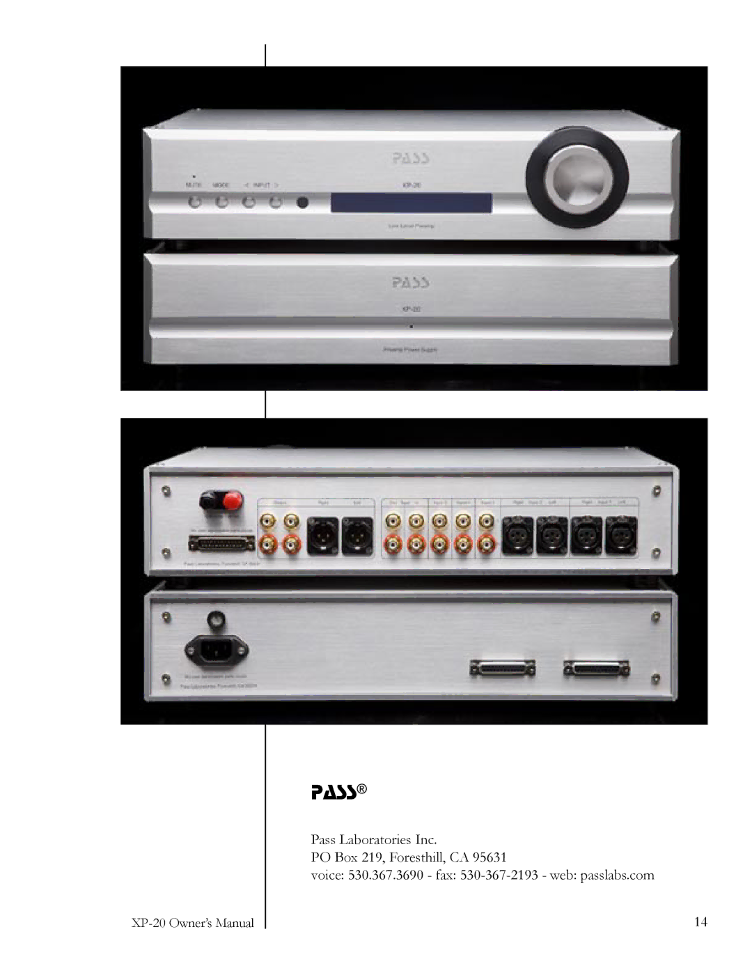 Pass Labs XP-20 owner manual Pass 