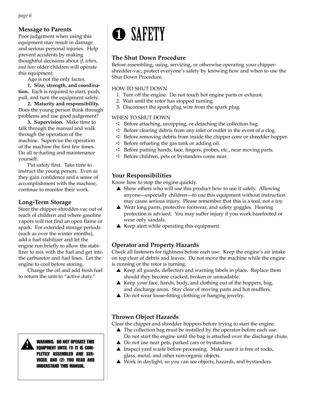 Patriot Products 10F-CSV manual ❶ Safety 