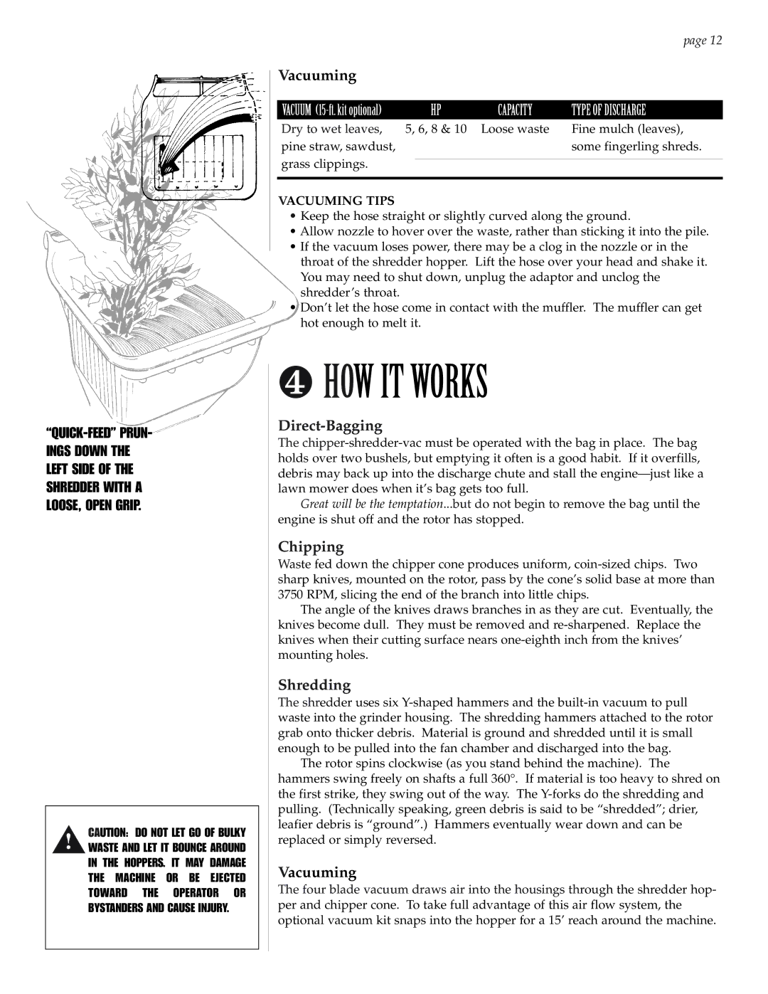 Patriot Products 5F, 6F, 8F, 10F manual ❹ HOW IT Works, Vacuuming, Direct-Bagging 