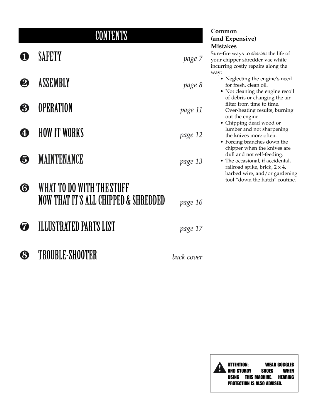 Patriot Products 5F, 6F, 8F, 10F manual Contents 