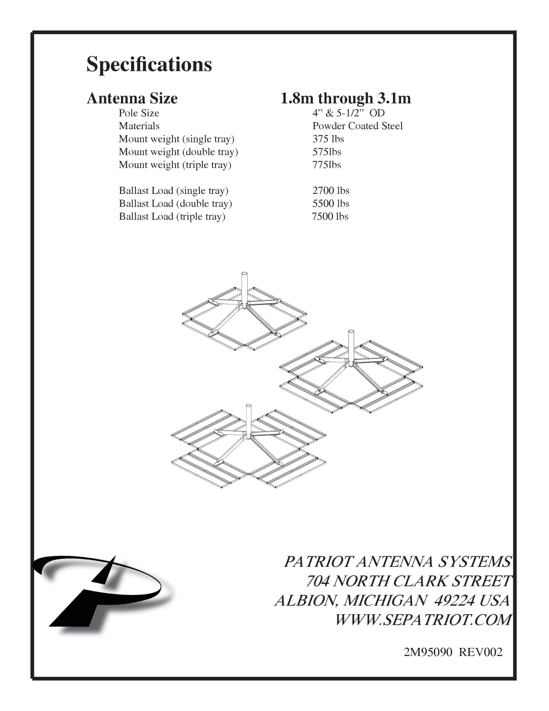 Patriot Products PTX-NP400, PTX-NP658, PTX-NP550 manual Speciﬁcations 