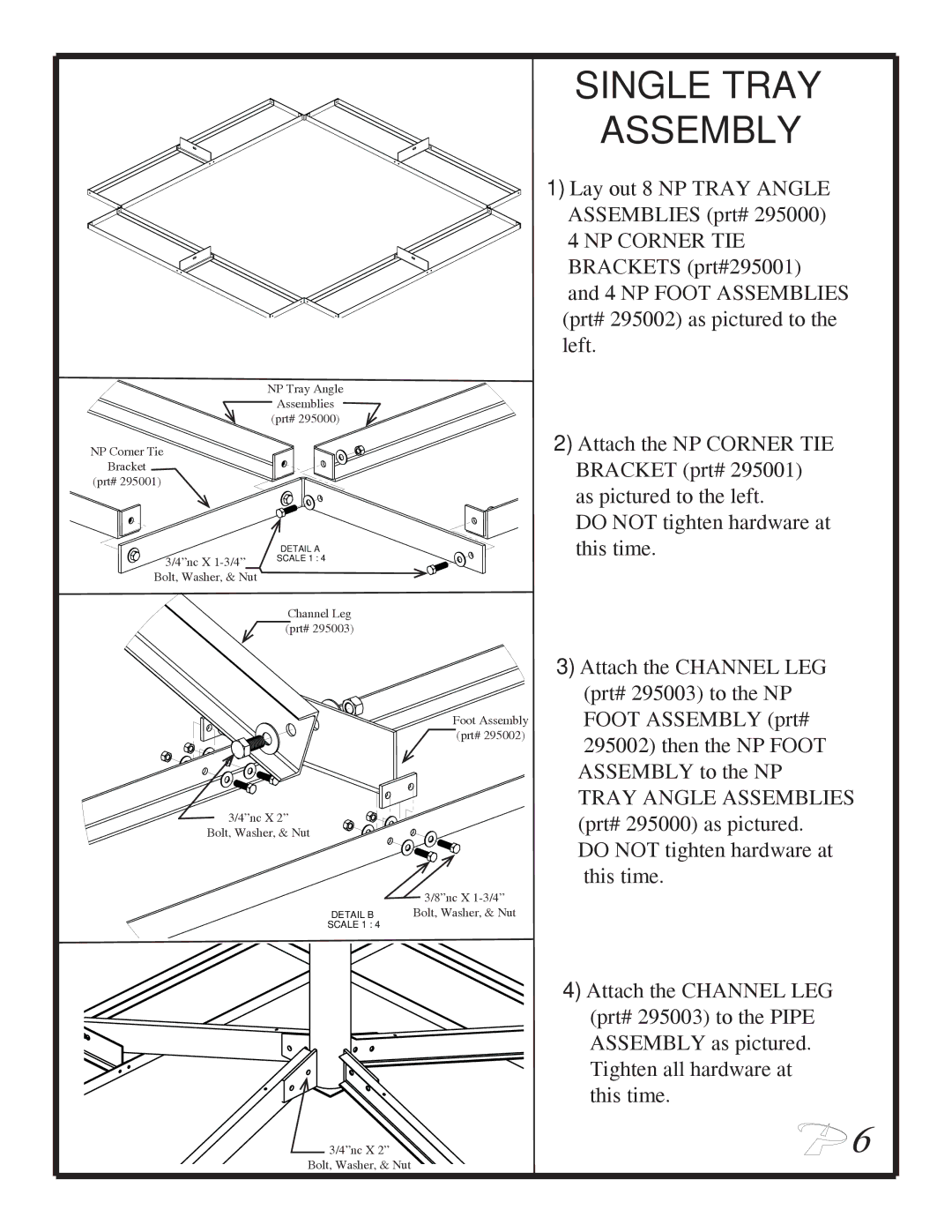 Patriot Products PTX-NP400, PTX-NP658, PTX-NP550 manual Single Tray Assembly 