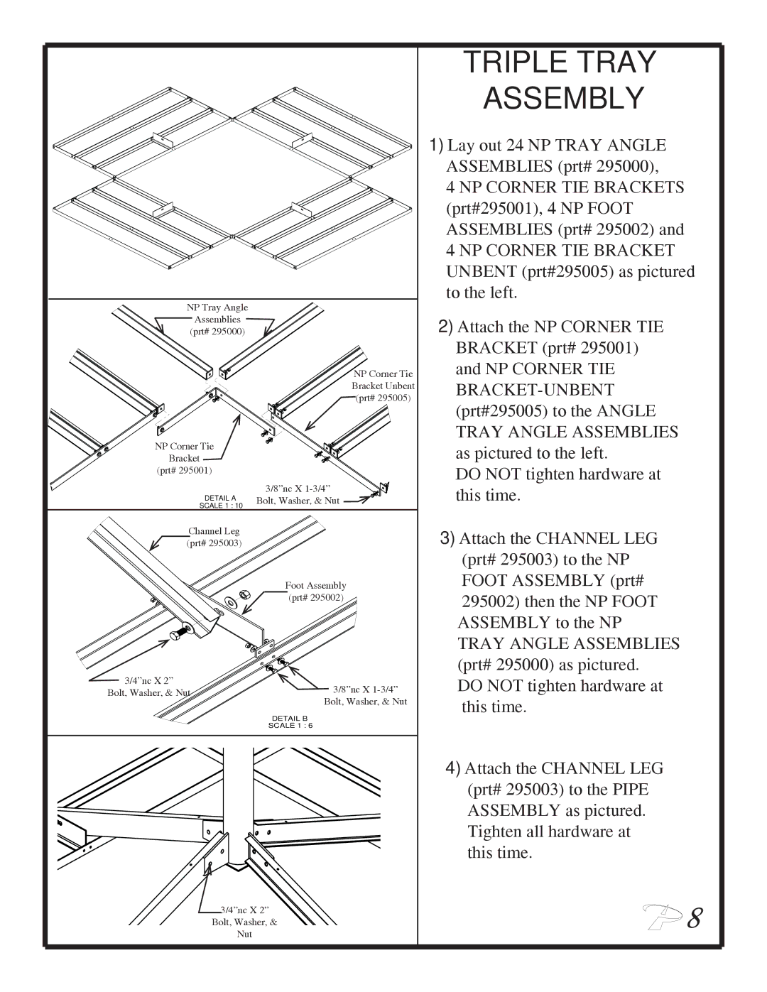 Patriot Products PTX-NP550, PTX-NP400, PTX-NP658 manual Triple Tray Assembly 