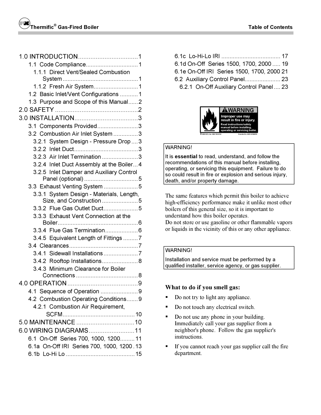 Patterson-Kelley DVSCM-02 owner manual What to do if you smell gas 