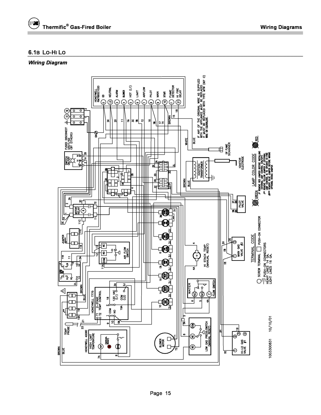 Patterson-Kelley DVSCM-02 owner manual 6.1B LO-HI LO, Thermific Gas-FiredBoiler, Wiring Diagrams 