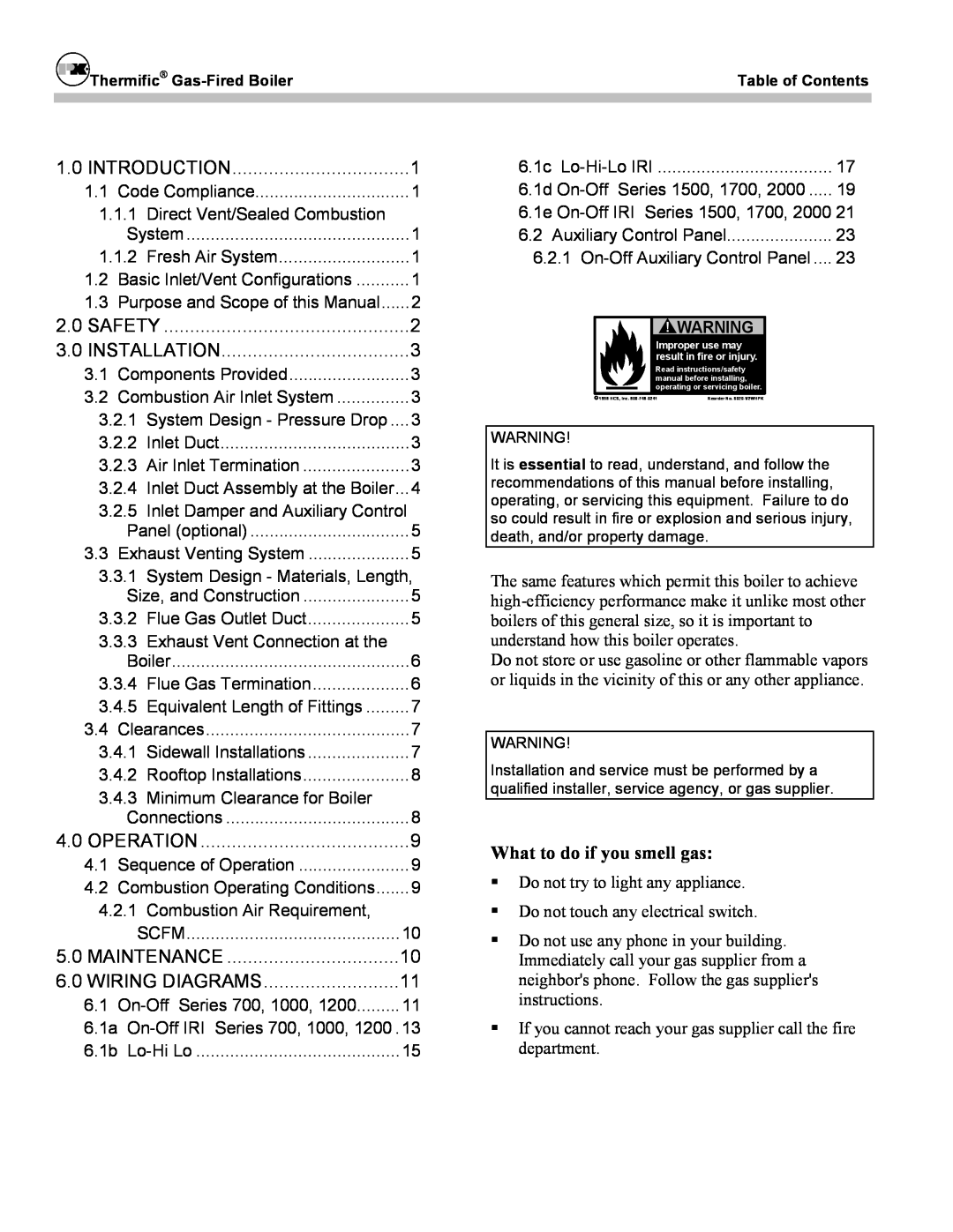 Patterson-Kelley DVSCM-02 owner manual What to do if you smell gas 