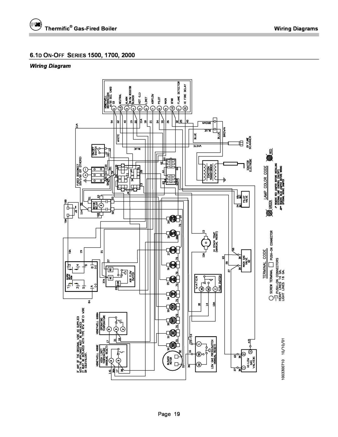 Patterson-Kelley DVSCM-02 owner manual 6.1D ON-OFF SERIES, Thermific Gas-FiredBoiler, Wiring Diagrams 