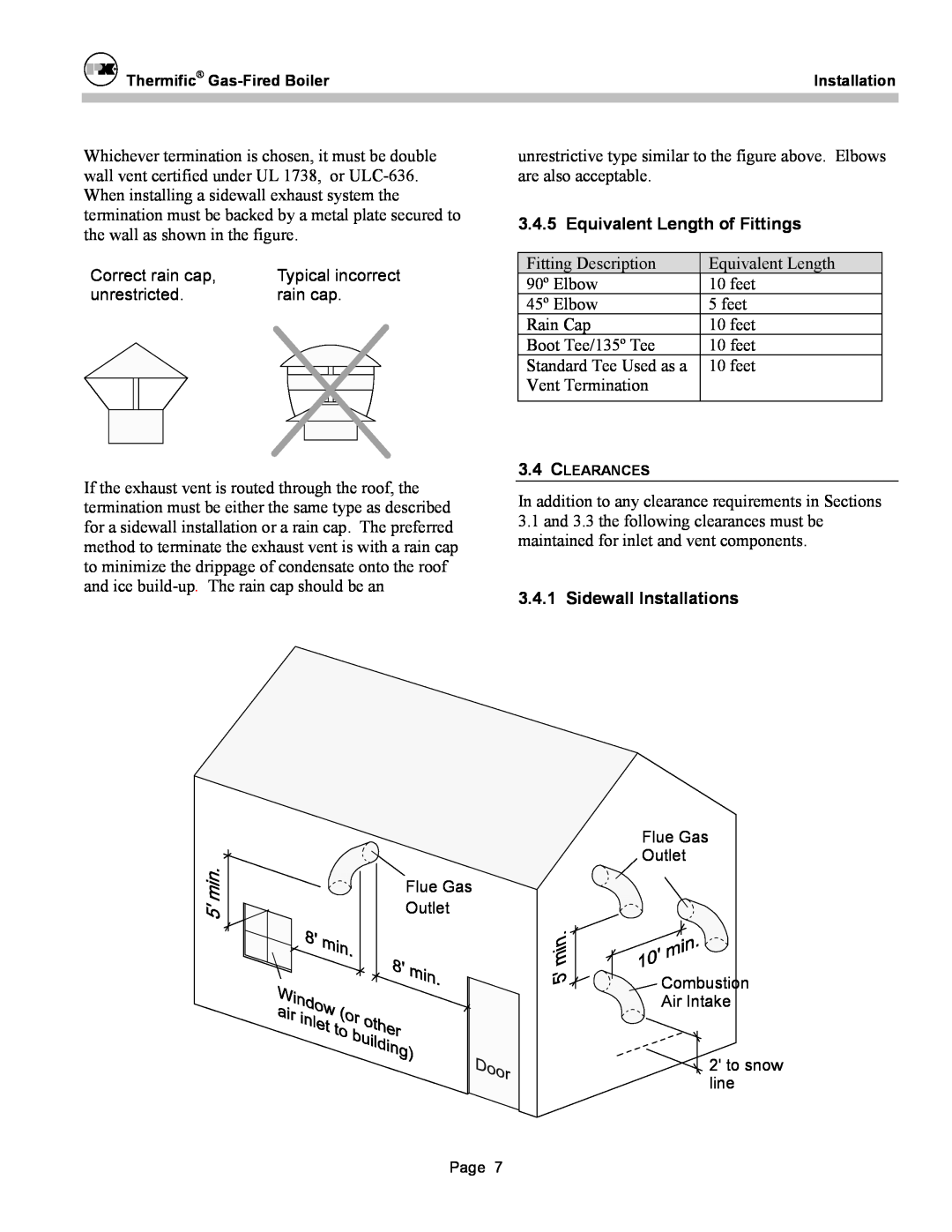 Patterson-Kelley DVSCM-02 owner manual Equivalent Length of Fittings, Sidewall Installations 