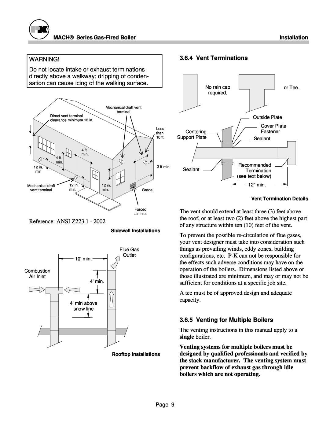 Patterson-Kelley MACH-05 manual Vent Terminations, Venting for Multiple Boilers 