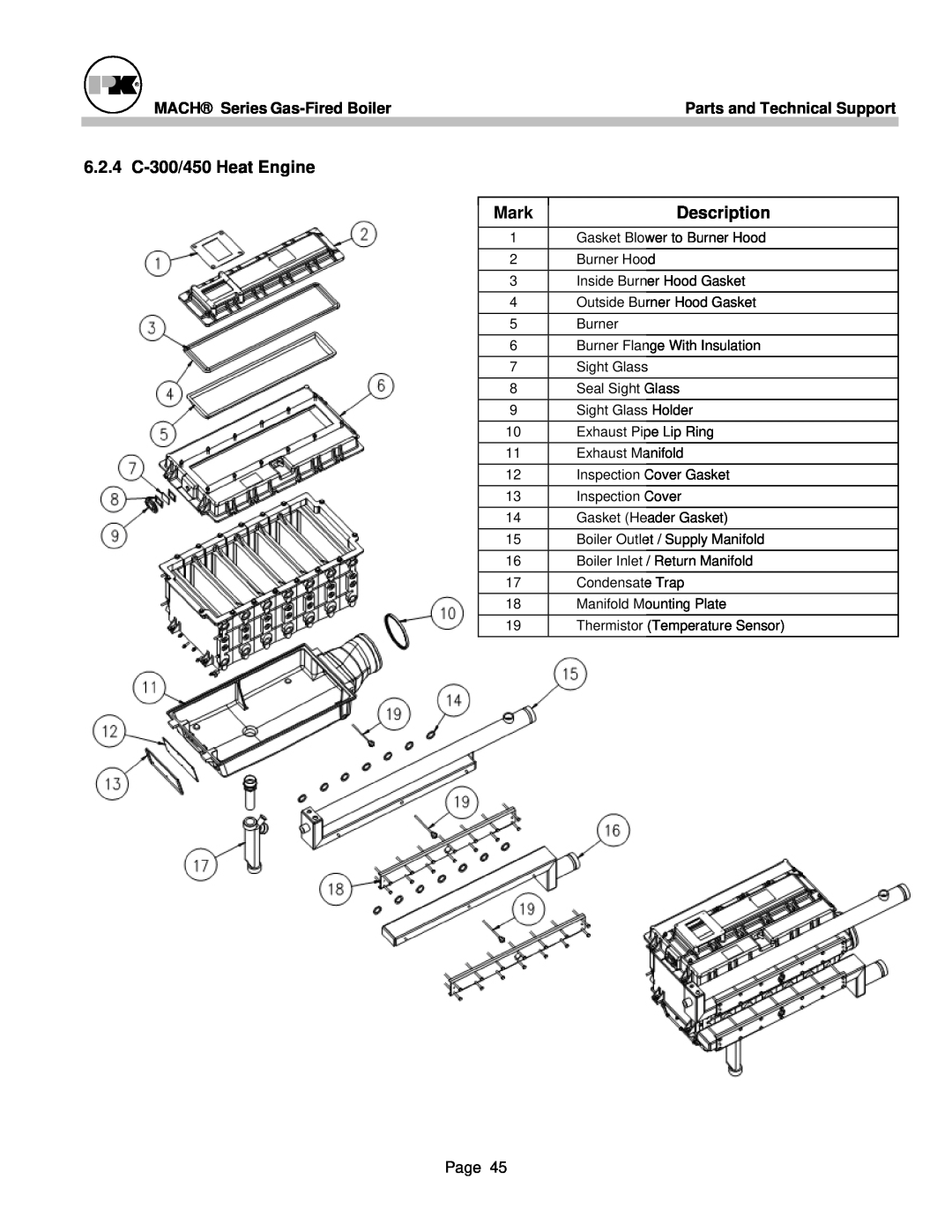 Patterson-Kelley MACH-05 manual 6.2.4 C-300/450Heat Engine Mark, Description 