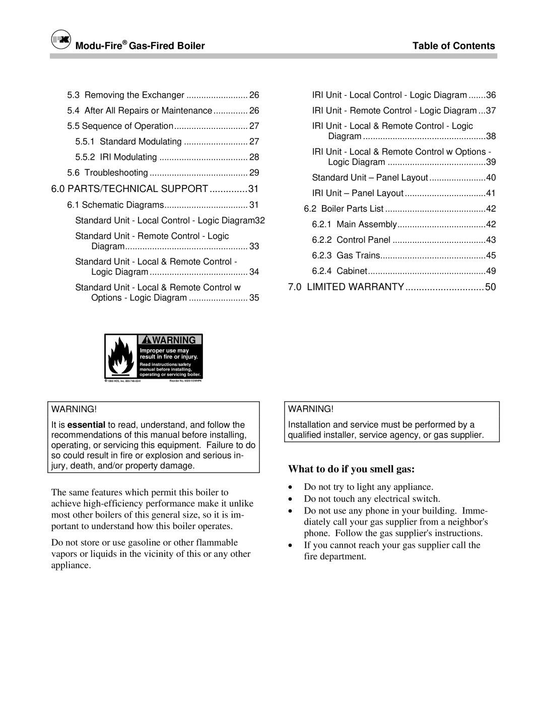 Patterson-Kelley MOD-04 owner manual What to do if you smell gas 