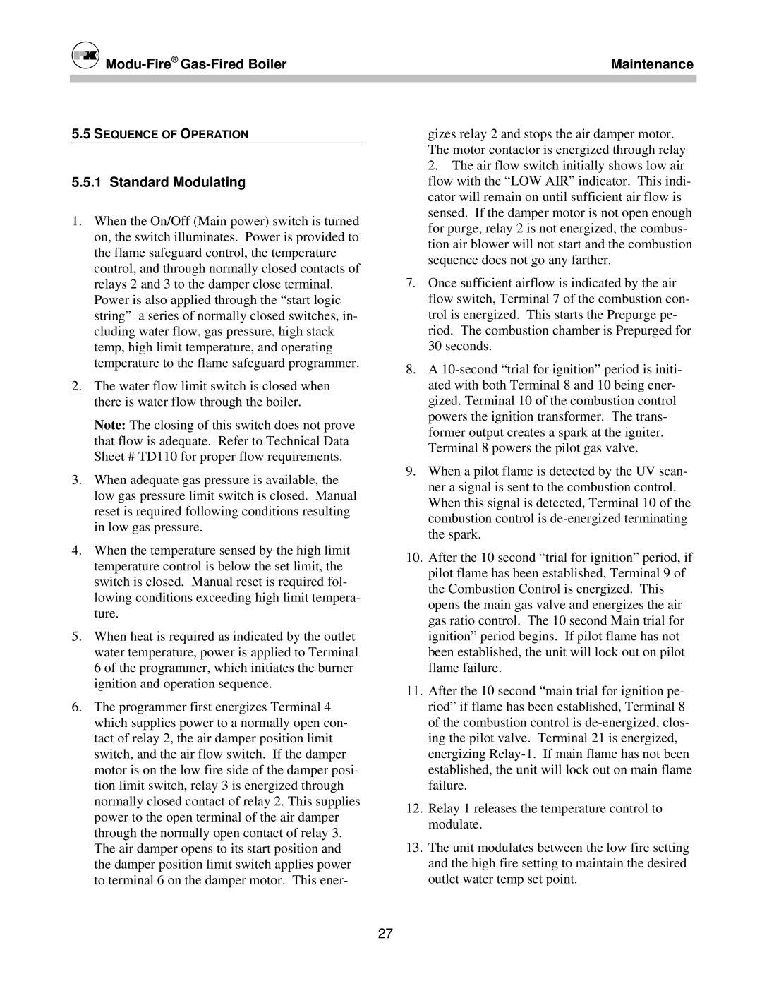 Patterson-Kelley MOD-04 owner manual Standard Modulating 