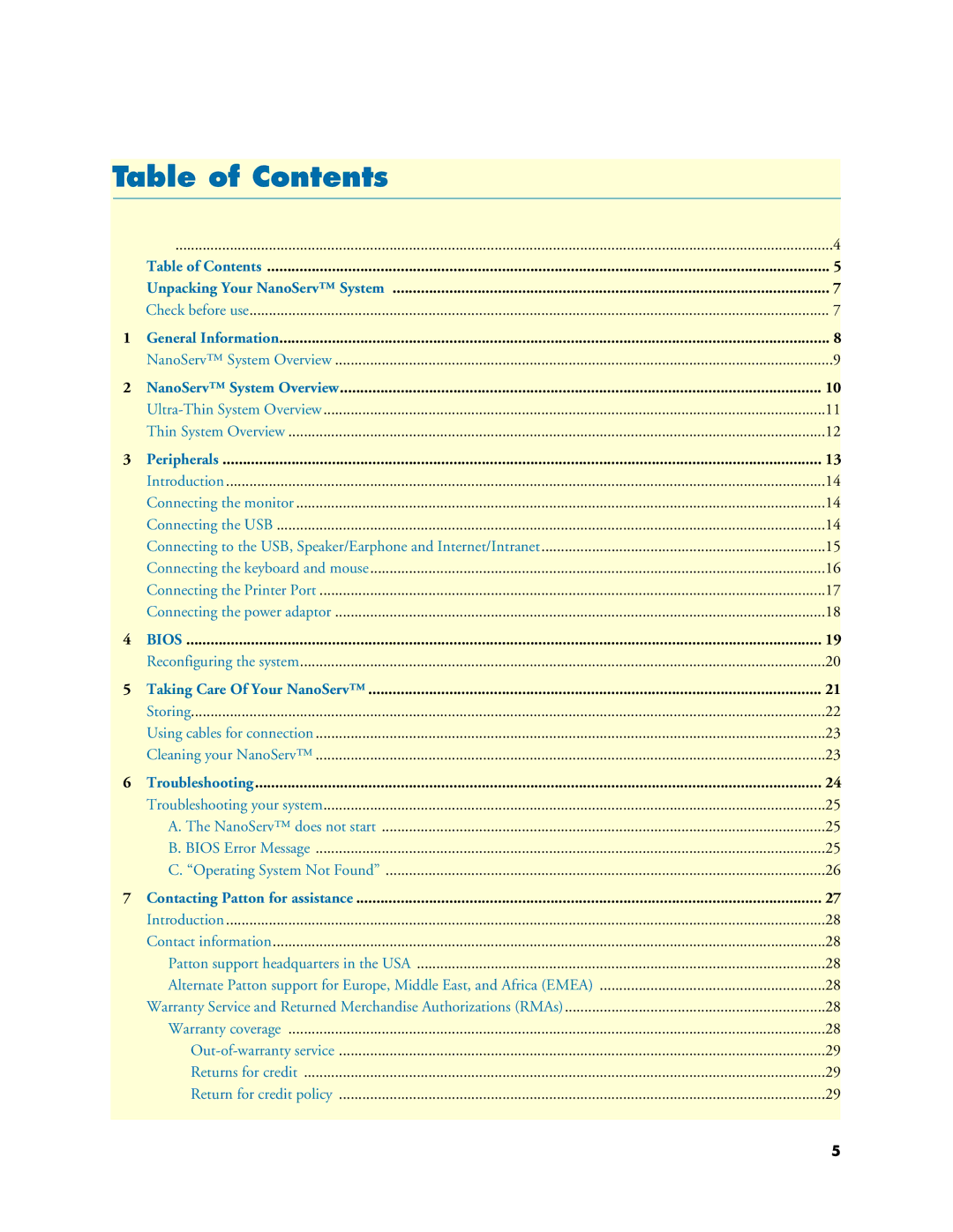 Patton electronic 07M6070-UM user manual Table of Contents 