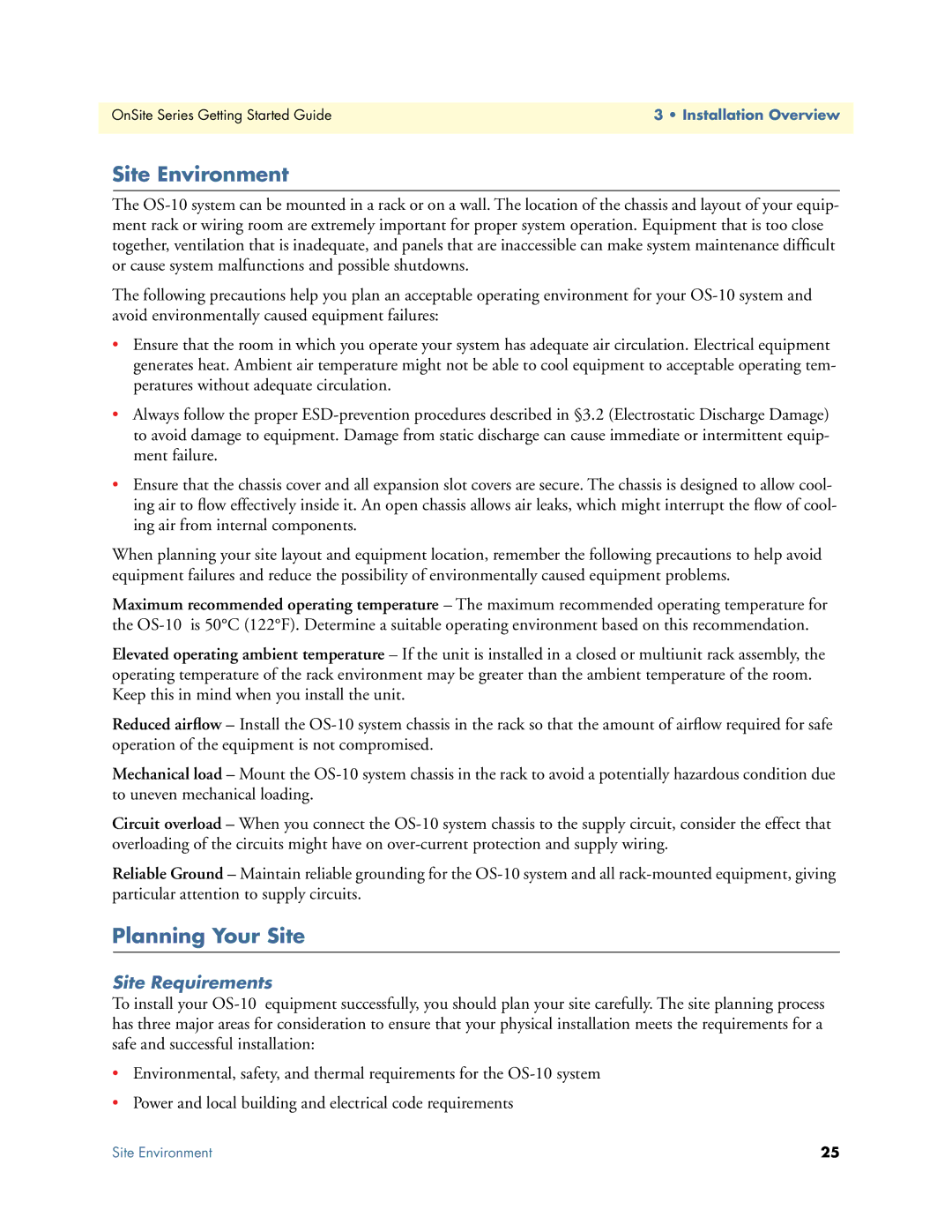 Patton electronic 1063, 07MOS10xx-GS manual Site Environment, Planning Your Site, Site Requirements 