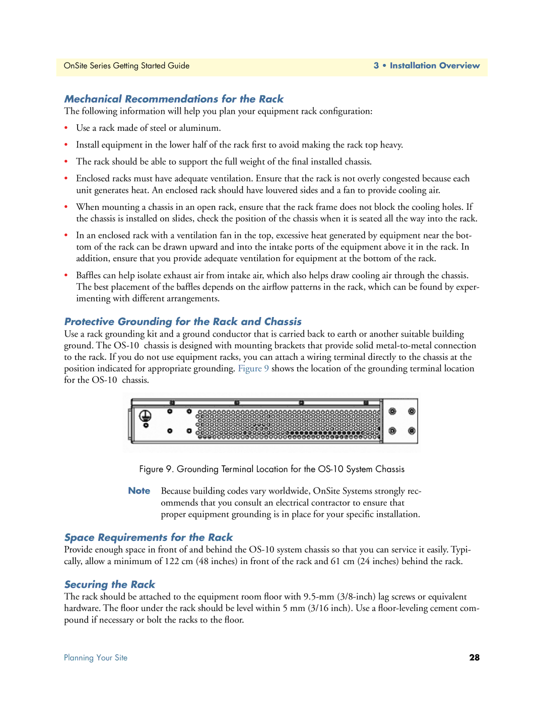 Patton electronic 07MOS10xx-GS Mechanical Recommendations for the Rack, Protective Grounding for the Rack and Chassis 