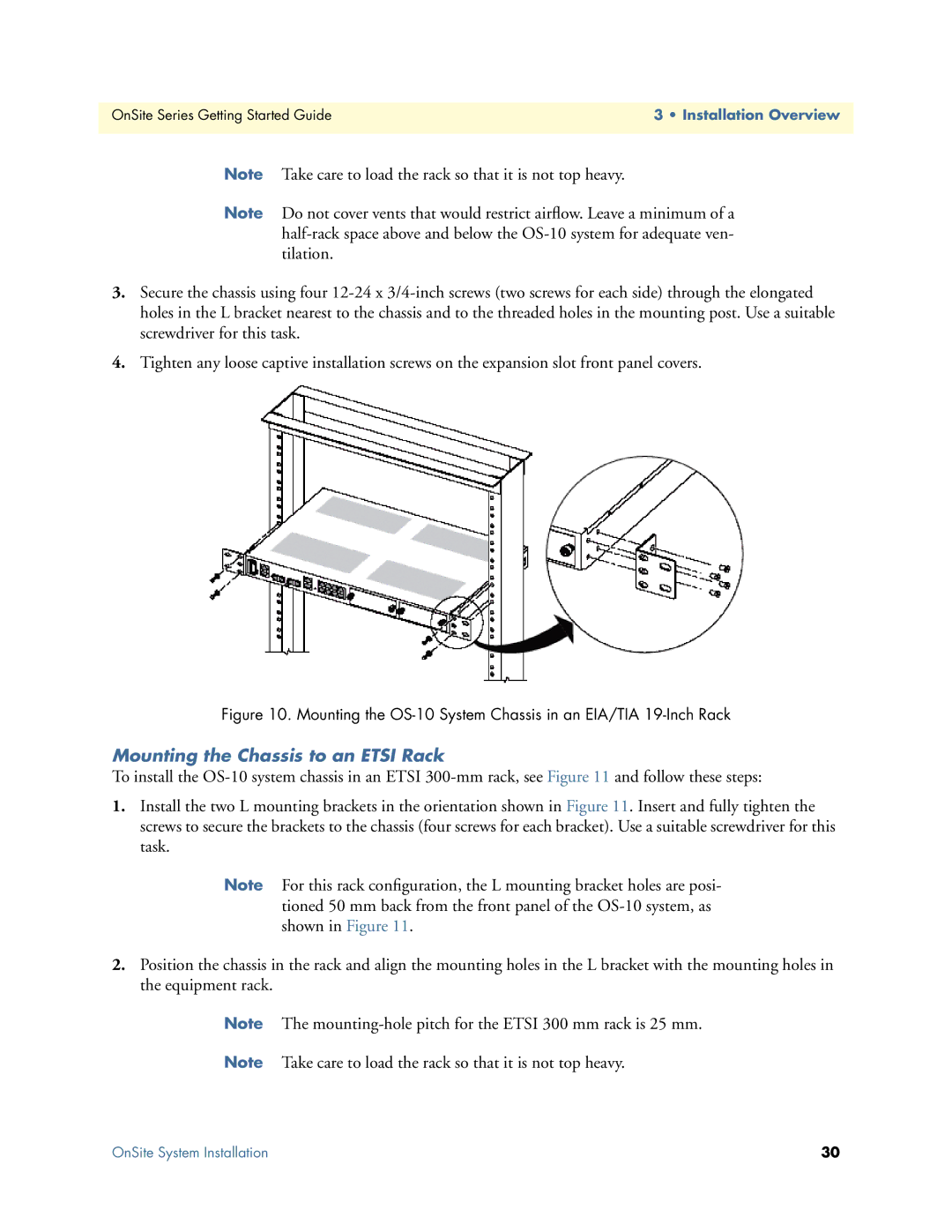 Patton electronic 07MOS10xx-GS, 1063 manual Mounting the Chassis to an Etsi Rack 