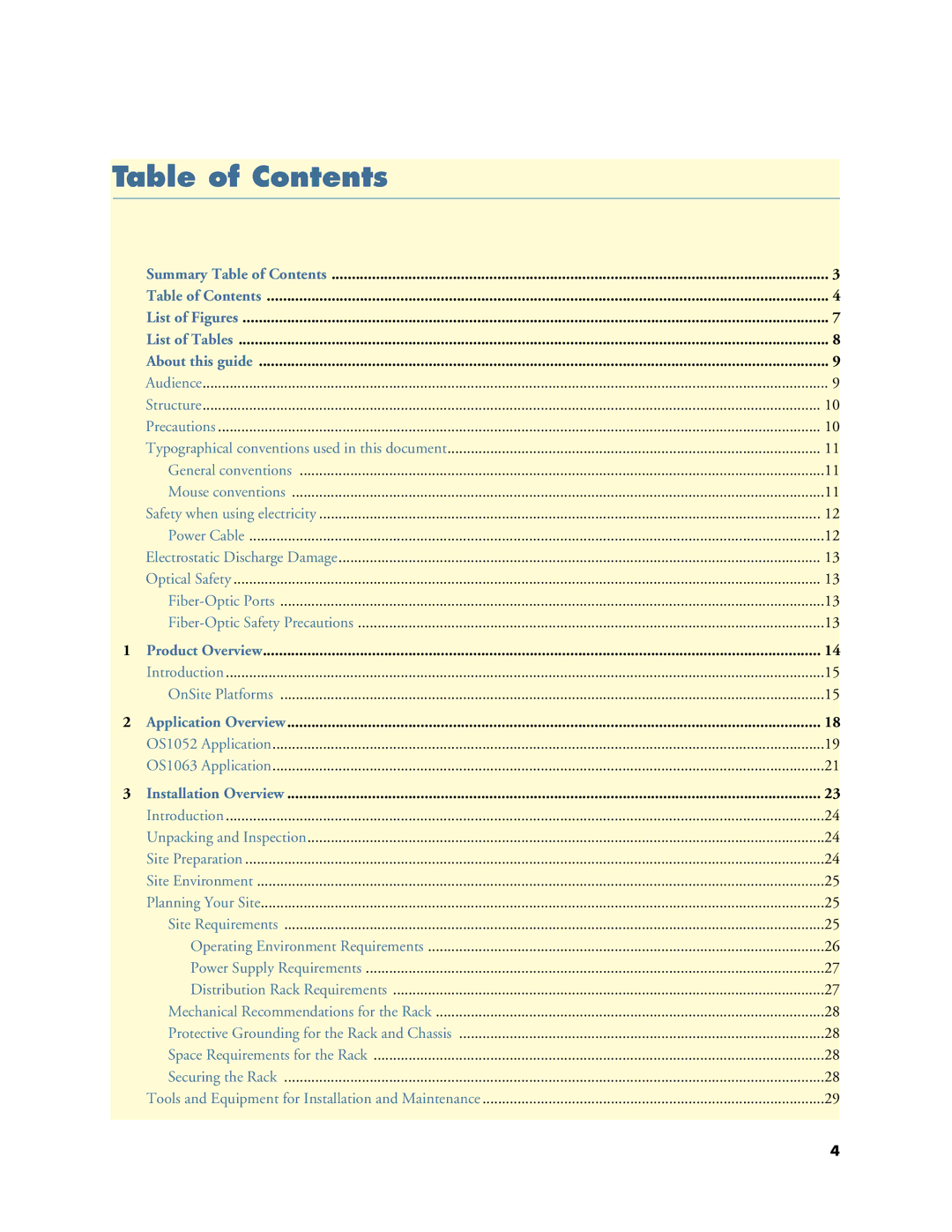 Patton electronic 07MOS10xx-GS, 1063 manual Table of Contents 