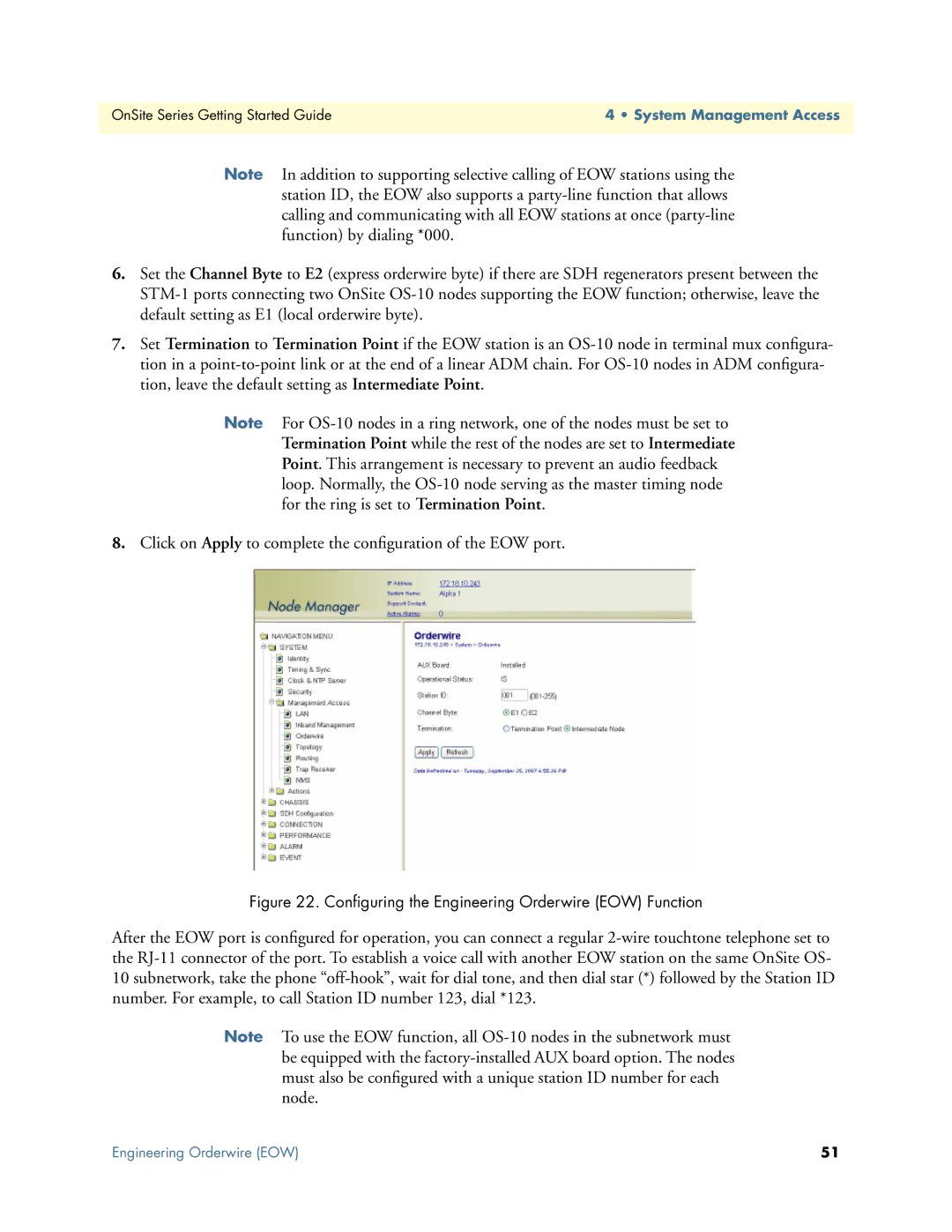 Patton electronic 1063, 07MOS10xx-GS manual Conﬁguring the Engineering Orderwire EOW Function 