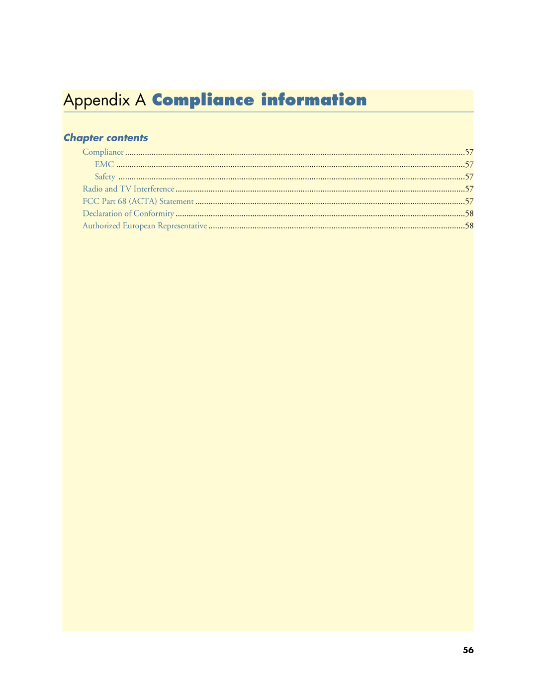 Patton electronic 07MOS10xx-GS, 1063 manual Appendix a Compliance information, Chapter contents 