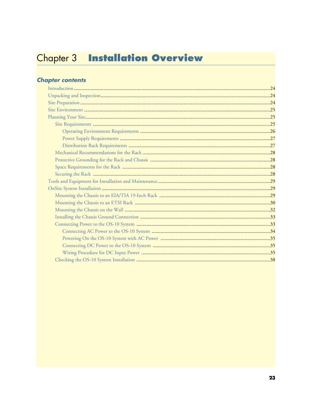 Patton electronic 1063, 07MOS10xx-GS manual Installation Overview, Chapter contents 