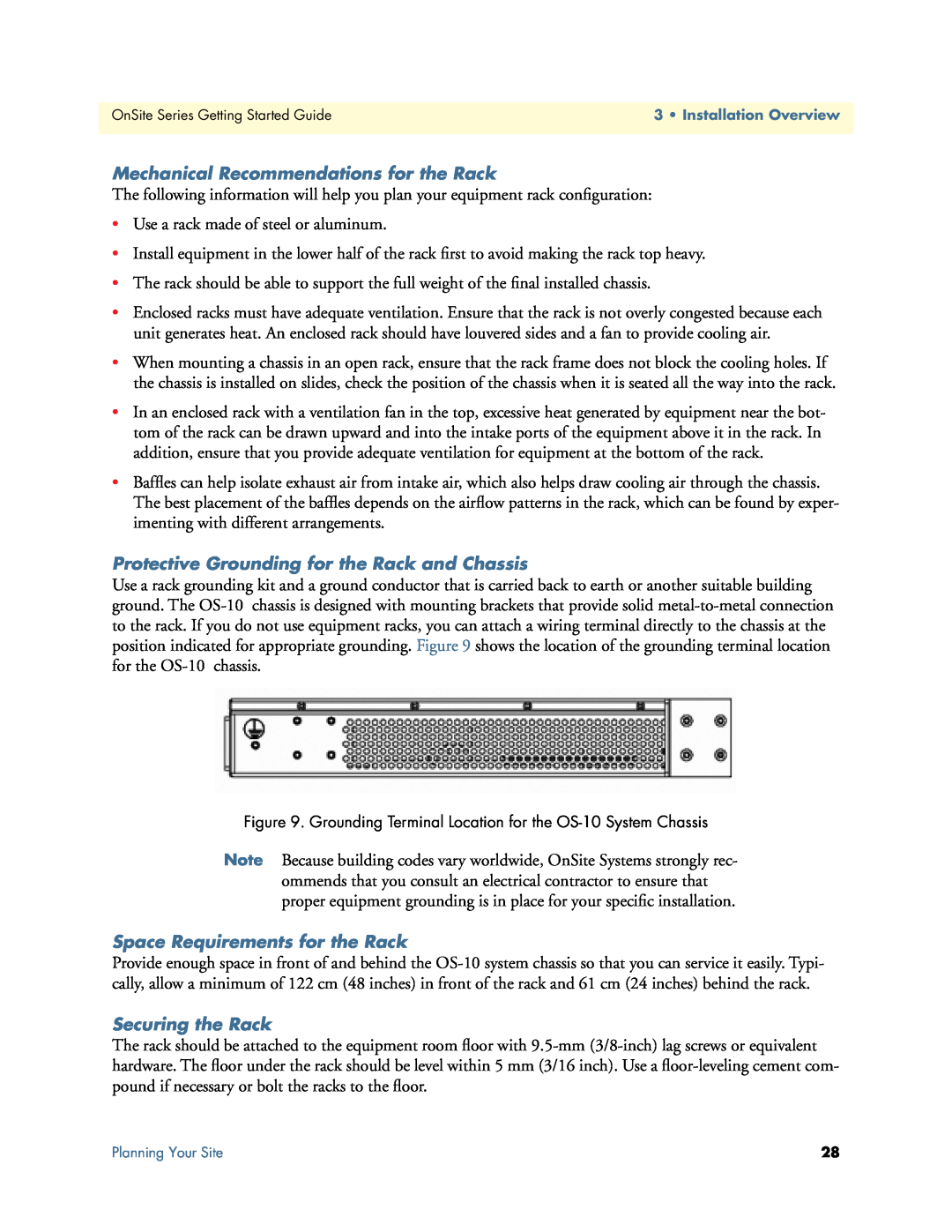 Patton electronic 07MOS10xx-GS Mechanical Recommendations for the Rack, Protective Grounding for the Rack and Chassis 