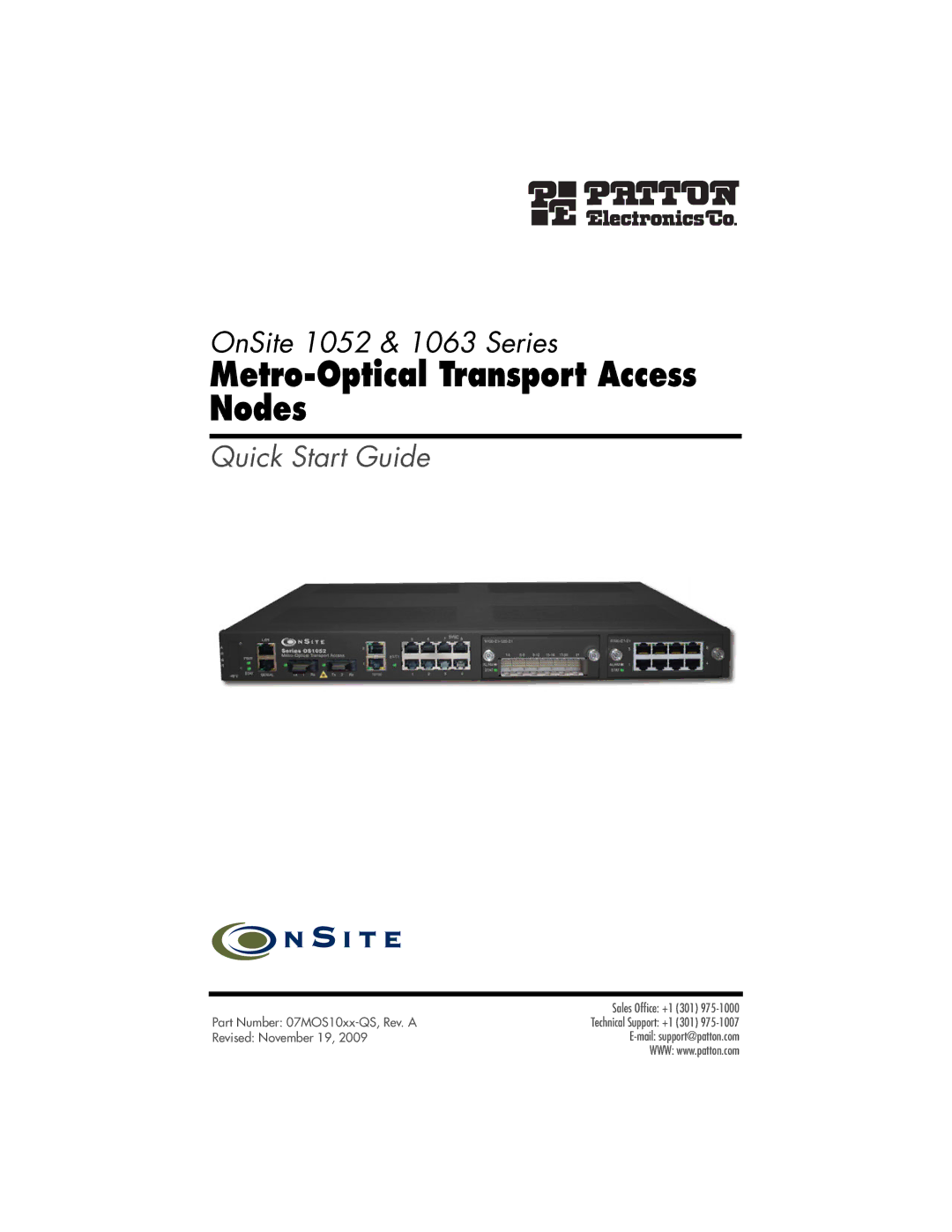 Patton electronic 07MOS10xx-QS quick start Metro-Optical Transport Access Nodes 