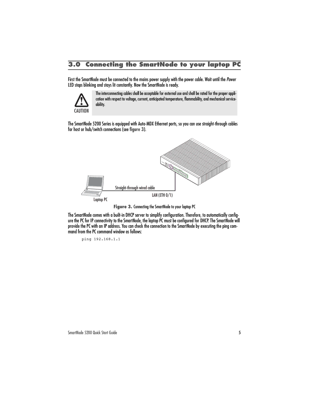 Patton electronic 07MSN5200-QS quick start Connecting the SmartNode to your laptop PC 