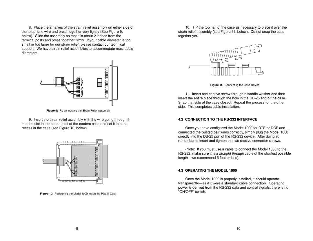 Patton electronic 1000S user manual Connection to the RS-232 Interface, Operating the Model 