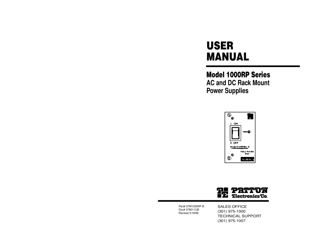 Patton electronic 1000RP user manual User Manual 