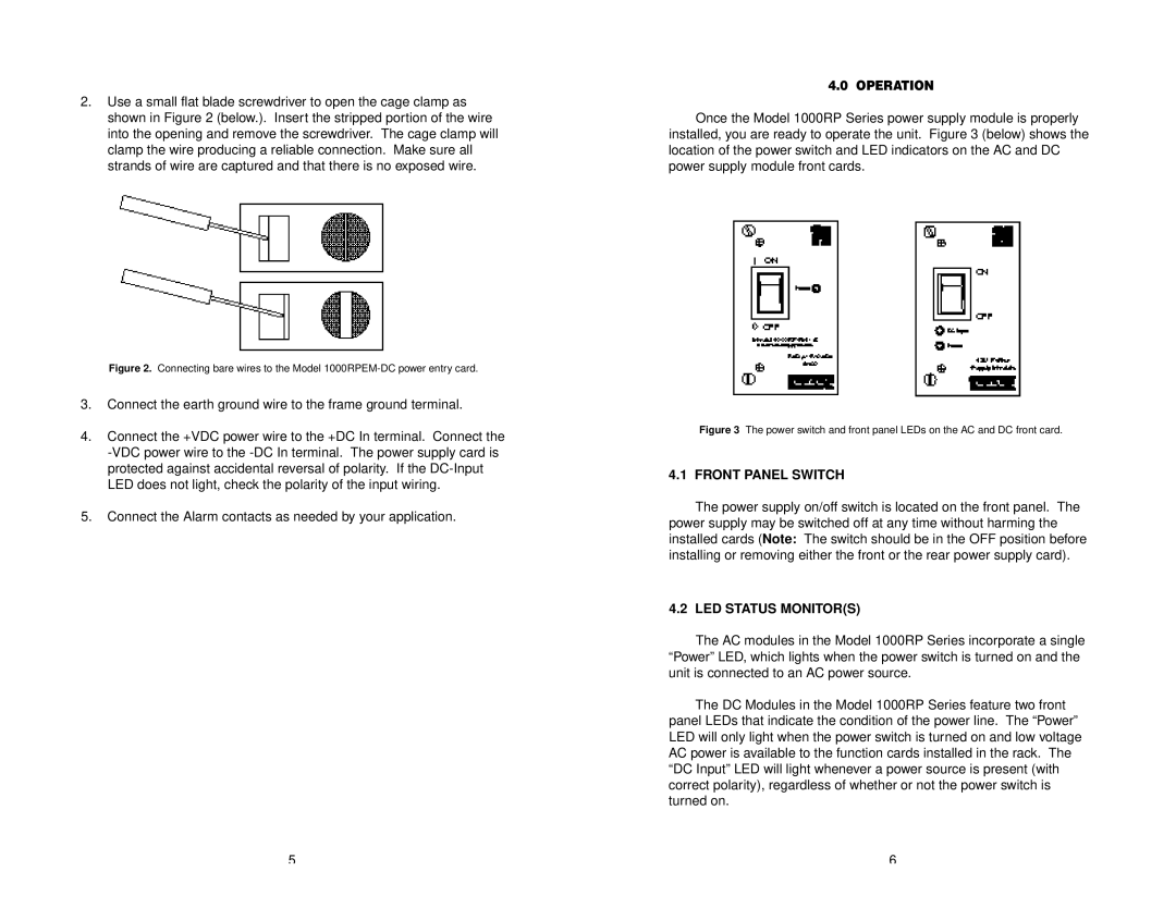 Patton electronic 1000RP user manual Operation, Front Panel Switch, LED Status Monitors 