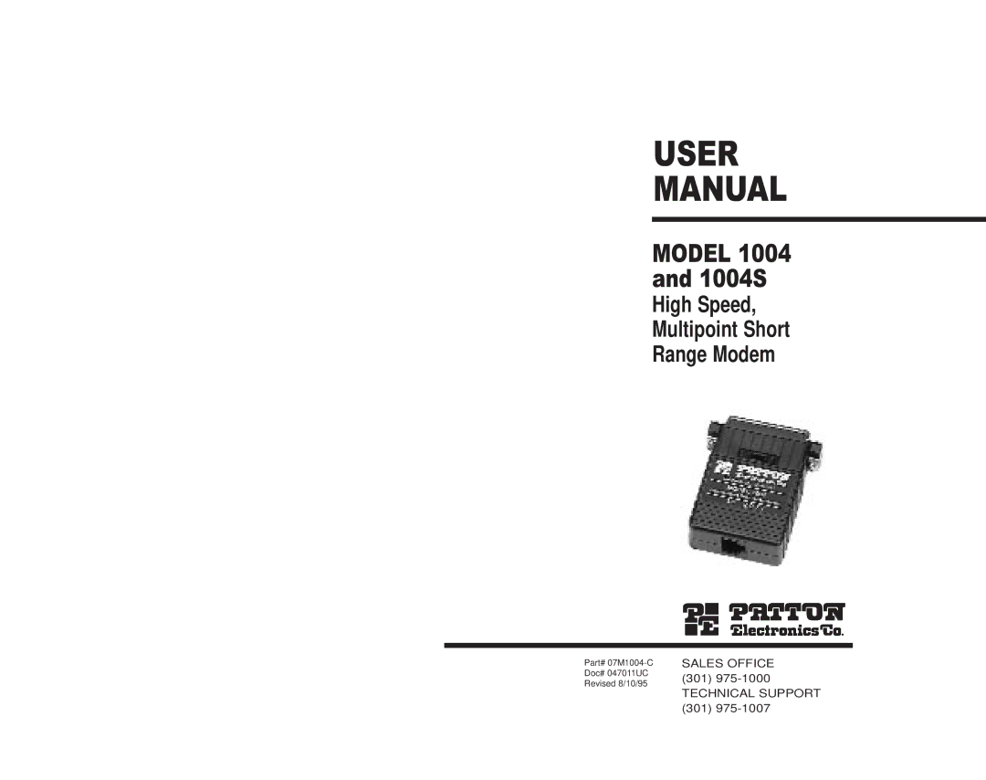 Patton electronic user manual Model 1004 and 1004S 