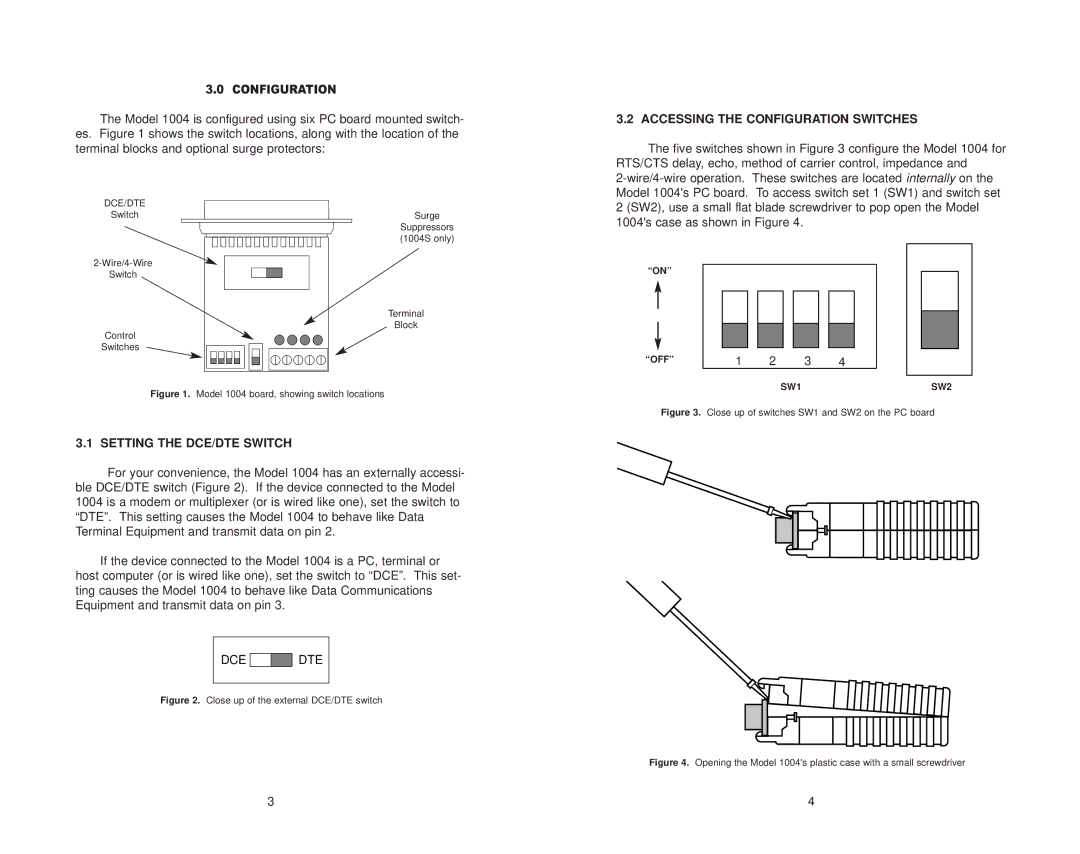 Patton electronic 1004S user manual Accessing the Configuration Switches, Setting the DCE/DTE Switch 