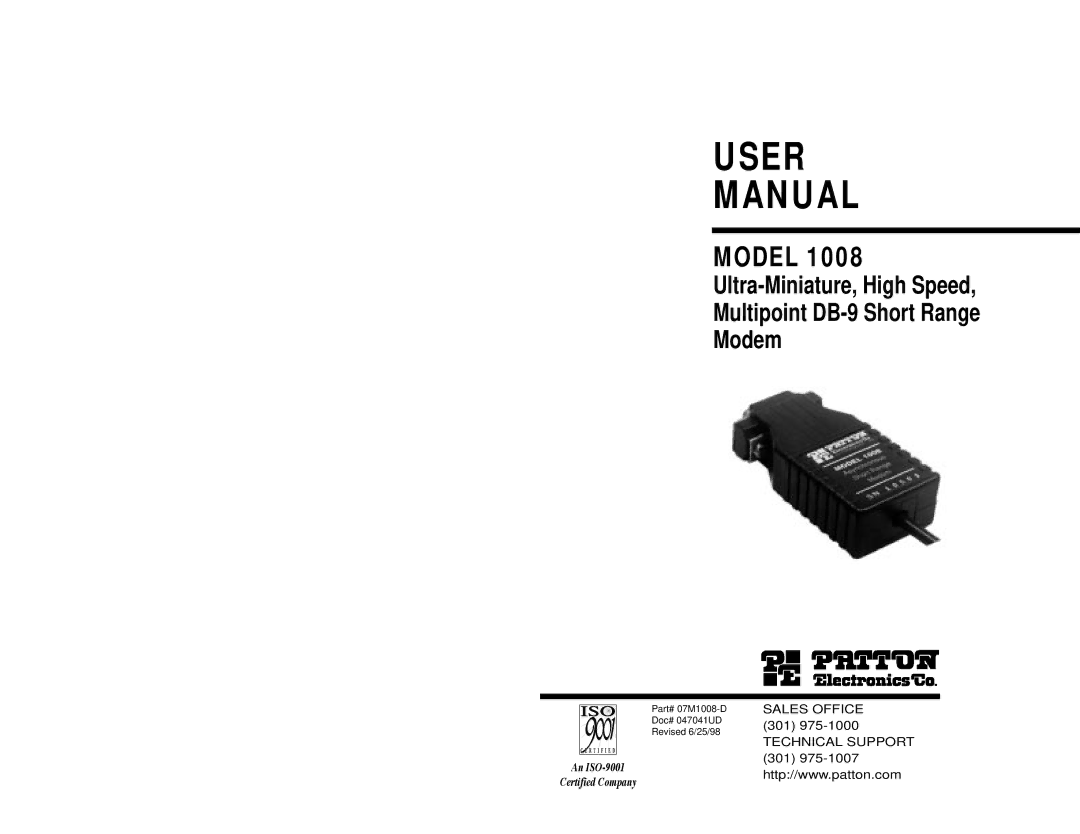 Patton electronic 1008 user manual User Manual 