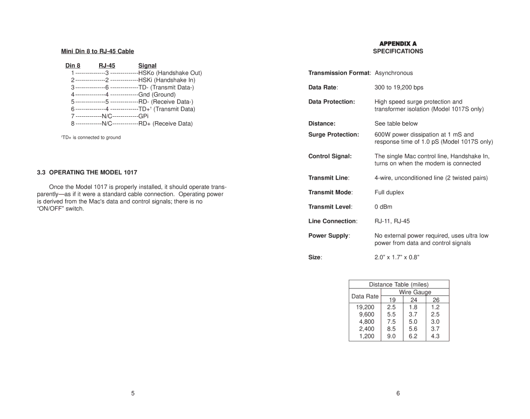 Patton electronic 1017S user manual Operating the Model, Specifications 