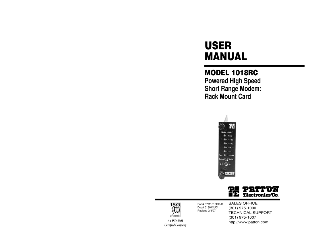 Patton electronic 1018RC user manual User Manual 