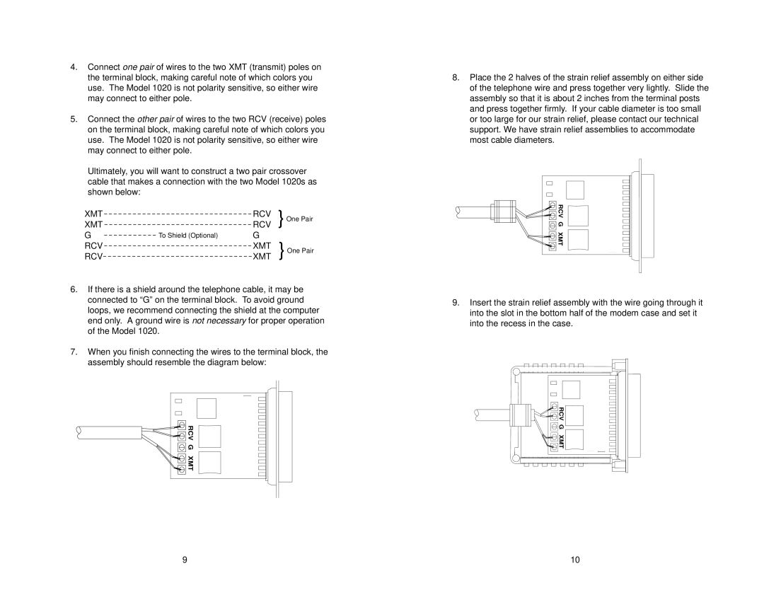 Patton electronic 1020S user manual Xmt Rcv, Rcv Xmt 