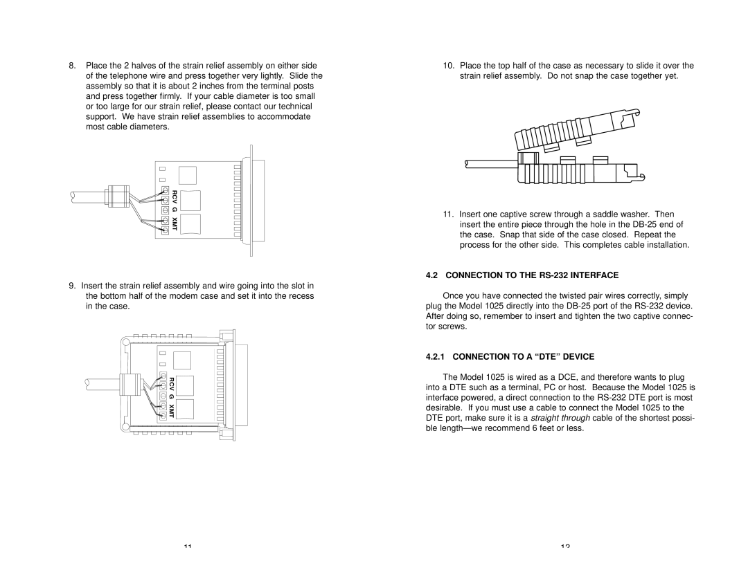 Patton electronic 1025S user manual Connection to the RS-232 Interface, Connection to a DTE Device 