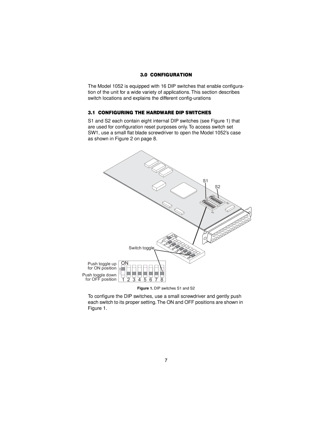 Patton electronic 1052 user manual Configuration, Configuring the Hardware DIP Switches 