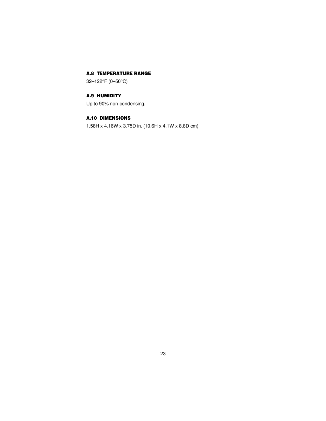 Patton electronic 1058 user manual Temperature Range, Humidity, Dimensions 