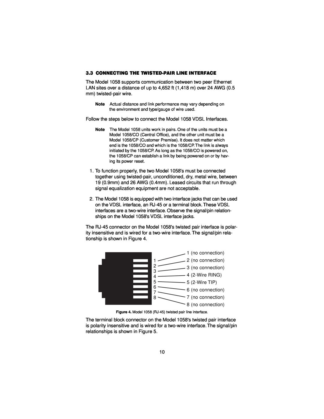 Patton electronic 1058 user manual Connecting The Twisted-Pair Line Interface 