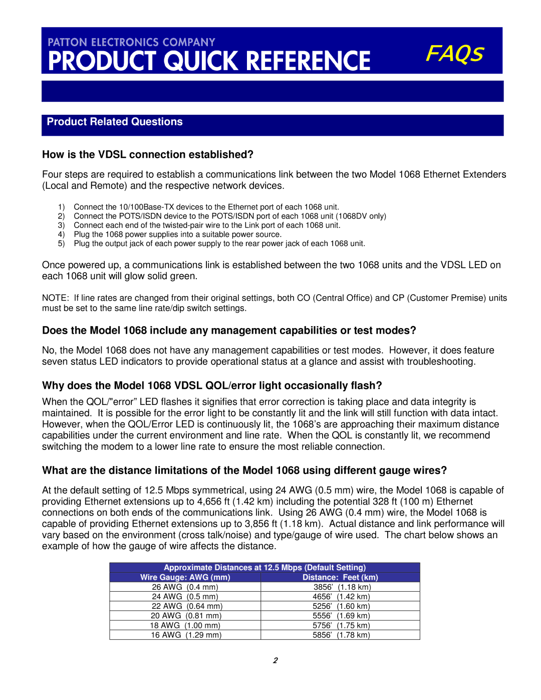 Patton electronic 1068 VDSL manual Product Related Questions, How is the Vdsl connection established? 